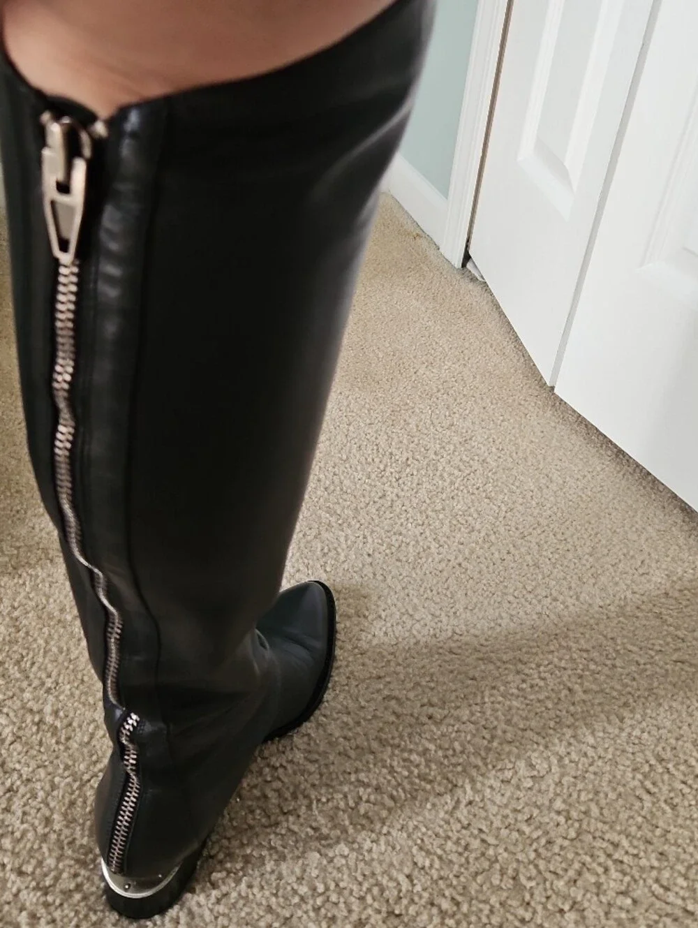 Alexander Wang Black Over-the-Knee Leather Boots Iconic Wedge Heel. Incredible!